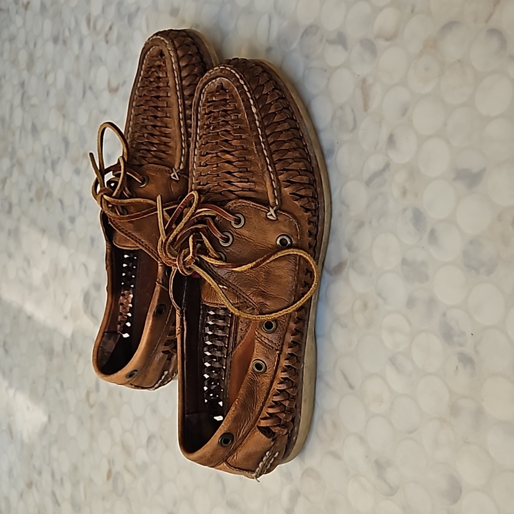 FRYE Sully Woven Leather Deck Shoes